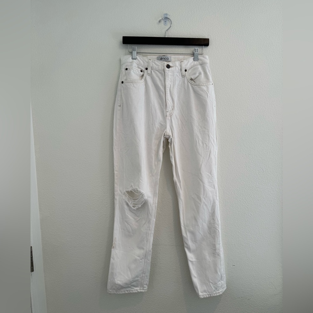 Etica - Finn Highwaisted Straight Leg Jeans - White - Size 28